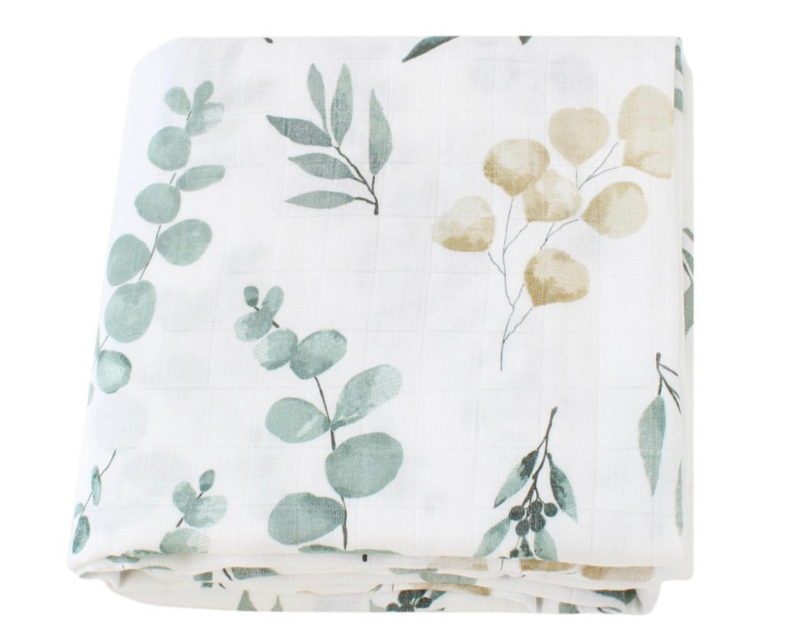 Musselin Decke „Eukalyptus“ 120x120