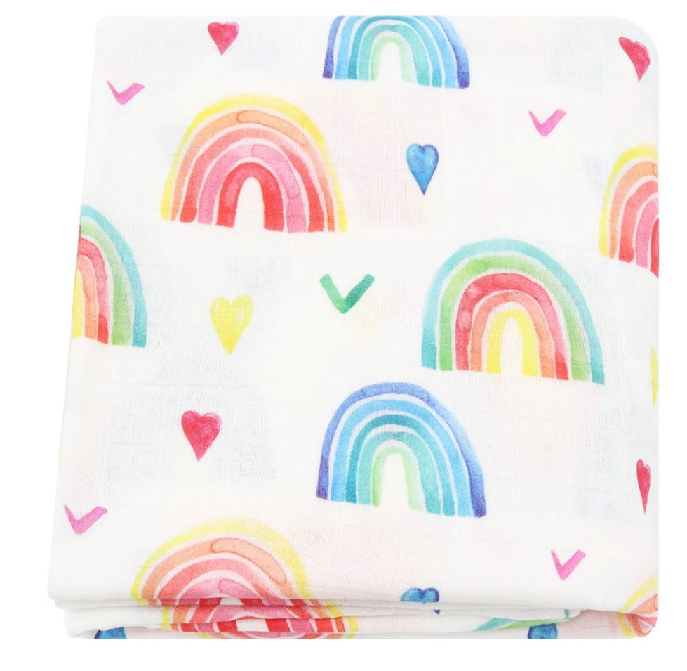 Musselin Decke „Regenbogen“ 120x120