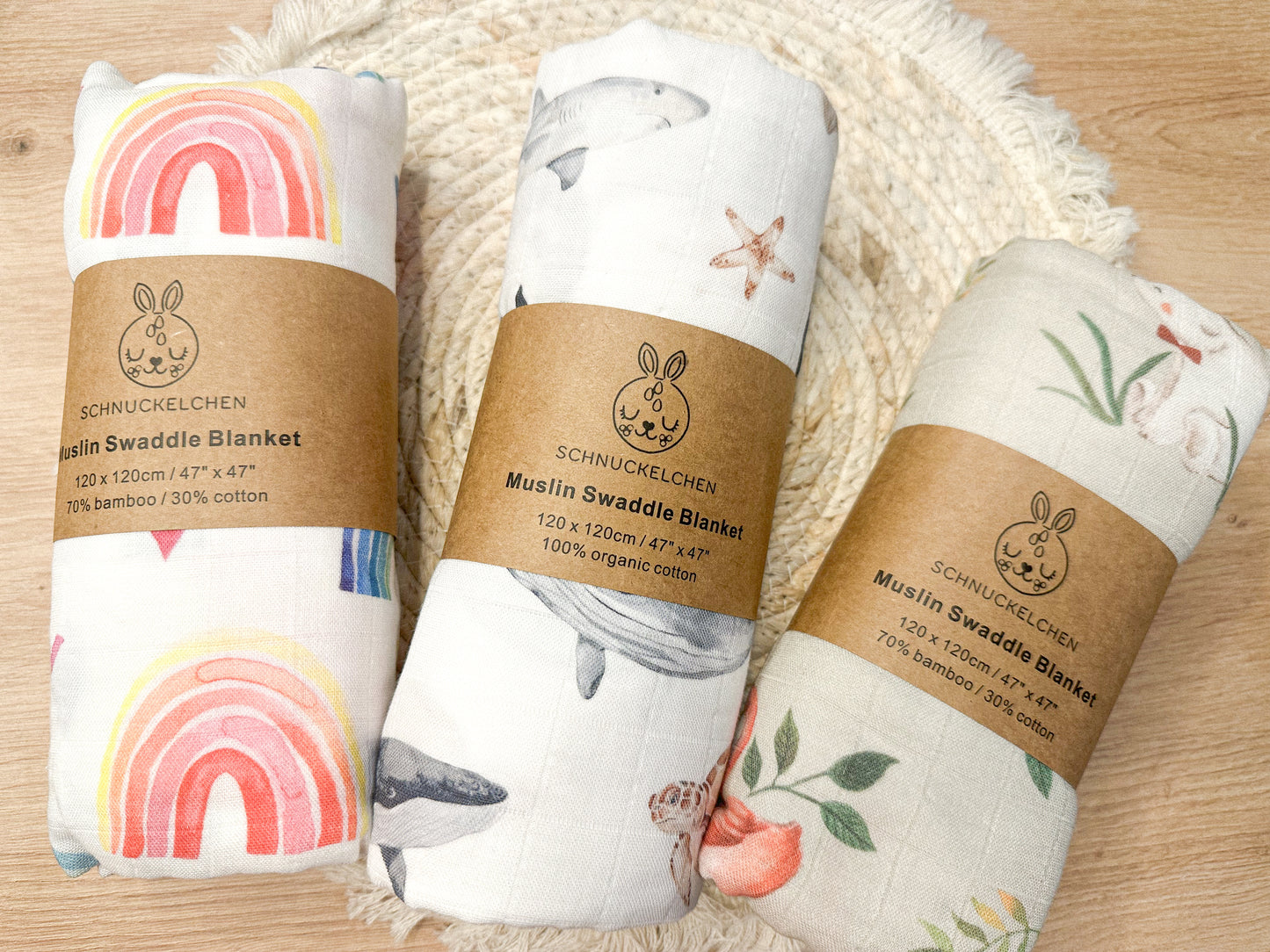 Musselin Decke „Unterwasser“ 120 x 120