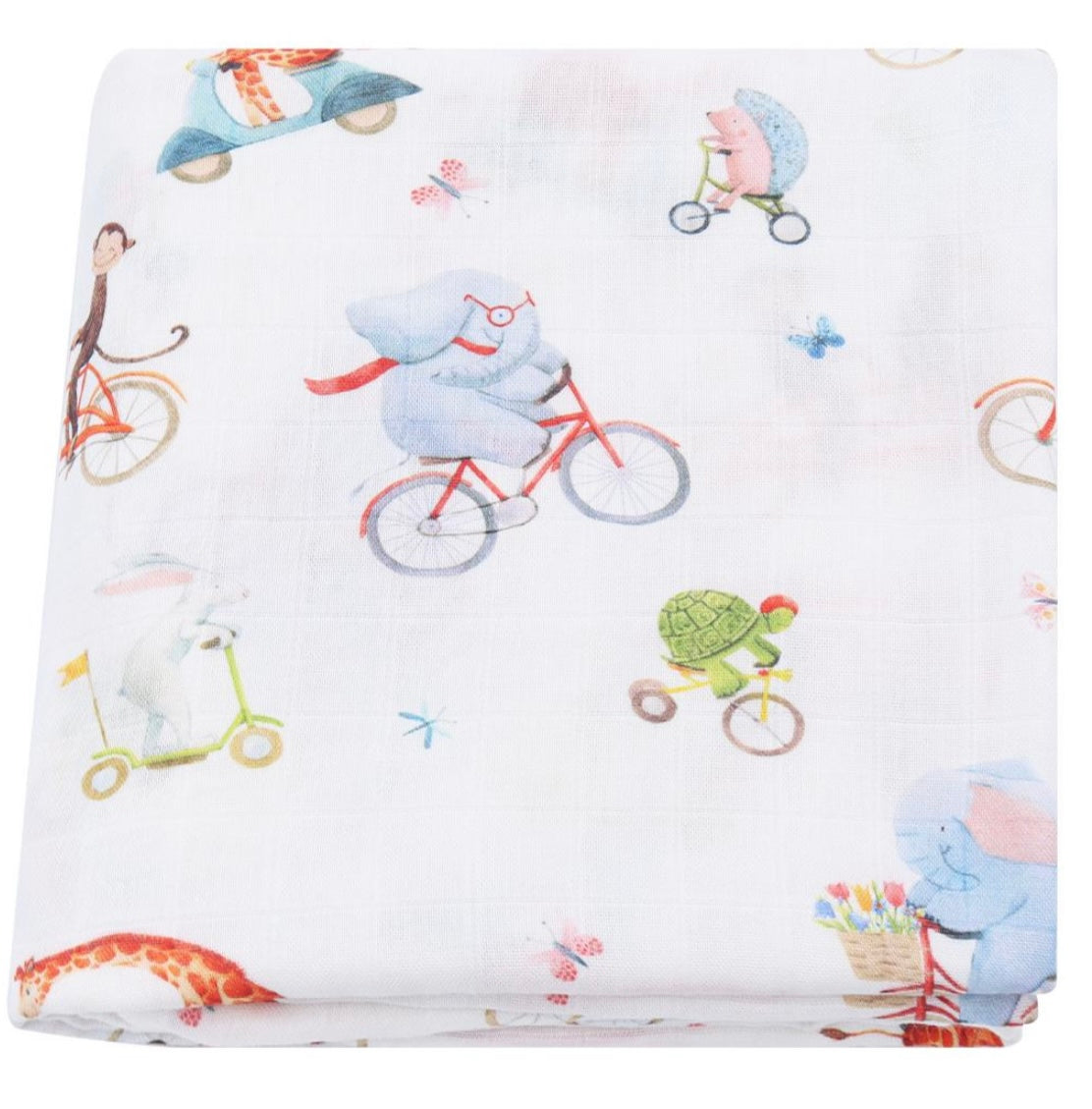 Musselin Decke Tiere am Rad 120x120